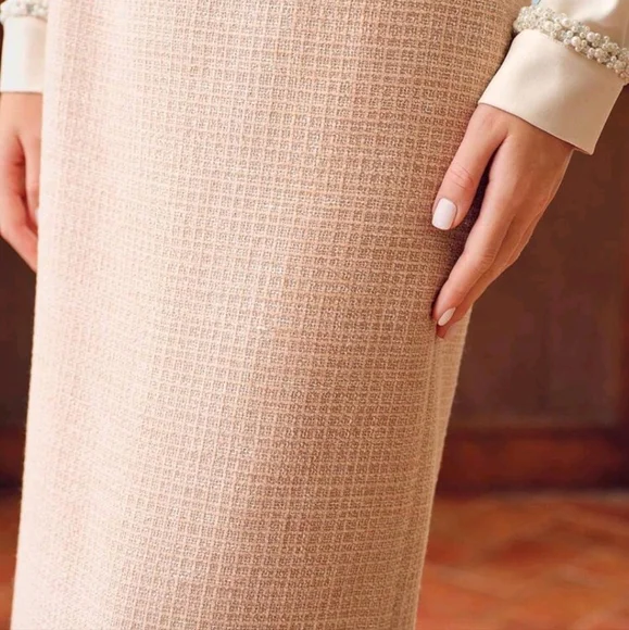 TWEED SPLIT BACK STRAIGHT SKIRT